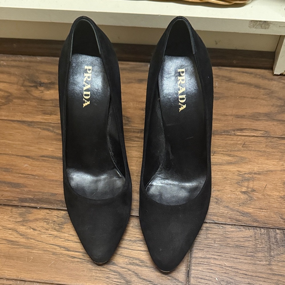 Prada Black Suede Heels